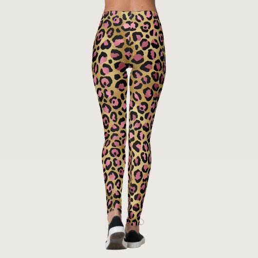 Gold Pink Leopard Leggings (Achterkant)