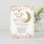 Gold Pink Little Star-Baby shower Kaart (Staand voorkant)