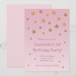 Gold Pink Little Stars Sweet Baby Birthday Kaart
