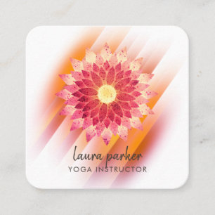 Gold Pink Lotus Flower Yoga Instructor Zen Art Vierkante Visitekaartje