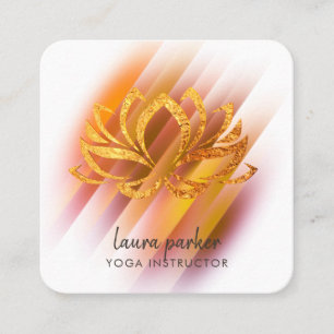 Gold Pink Lotus Flower Yoga Instructor Zen Art Vierkante Visitekaartje