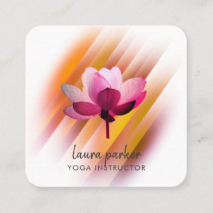 Gold Pink Lotus Flower Yoga Instructor Zen Art Vierkante Visitekaartje
