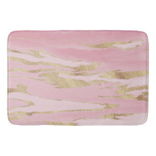 Gold Pink Marble Abstract Painting Badmat
