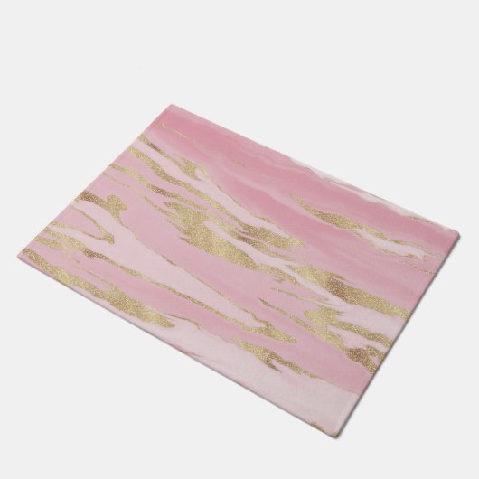 Gold Pink Marble Abstract Painting Deurmat (Schuin)