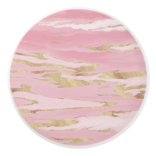 Gold Pink Marble Abstract Painting Keramische Knop (Voorkant)