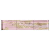 Gold Pink Marble Abstract Painting Naambordje (Voorkant)