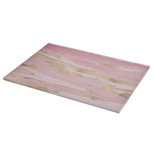 Gold Pink Marble Abstract Painting Snijplank (Hoek)