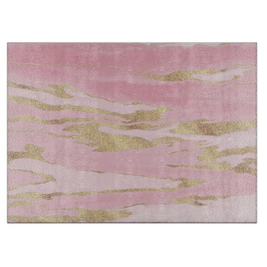 Gold Pink Marble Abstract Painting Snijplank (Voorkant)