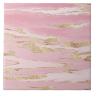 Gold Pink Marble Abstract Painting Tegeltje