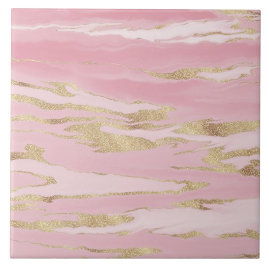 Gold Pink Marble Abstract Painting Tegeltje (Voorkant)