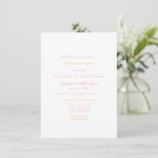 Gold Pink Marble Birthday Party Pastel Forma White Kaart (Staand voorkant)