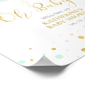 Gold Pink Mint Genderneutraal Baby shower Welkom Poster (Hoek)