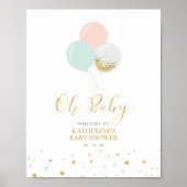 Gold Pink Mint Genderneutraal Baby shower Welkom Poster (Voorkant)