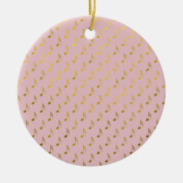Gold Pink Musical Notes Metallic Faux Folie Keramisch Ornament