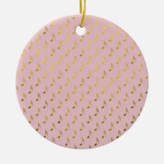 Gold Pink Musical Notes Metallic Faux Folie Keramisch Ornament (Voorkant)