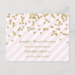 Gold Pink net getrouwd aankondiging Briefkaarten