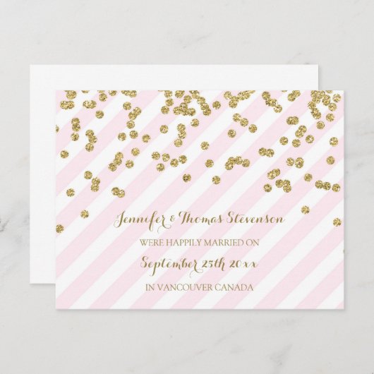 Gold Pink net getrouwd aankondiging Briefkaarten (Voorkant / Achterkant)