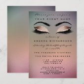 Gold Pink Ombre Makeup Glitter Bridal 16th Eye Kaart (Voorkant / Achterkant)