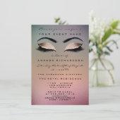Gold Pink Ombre Makeup Glitter Bridal 16th Eye Kaart (Staand voorkant)