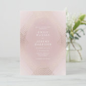 Gold Pink Oval Geometric Art Deco Gatsby Wedding Kaart (Staand voorkant)