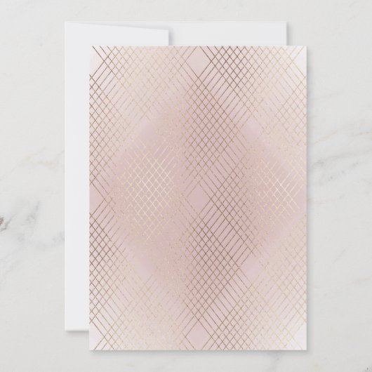 Gold Pink Oval Geometric Art Deco Gatsby Wedding Kaart (Achterkant)