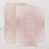 Gold Pink Oval Geometric Art Deco Gatsby Wedding Kaart (Voorkant / Achterkant)