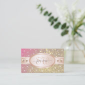 Gold Pink Paars Glitter Rhinestones Initialen Roos Visitekaartje (Staand voorkant)