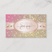 Gold Pink Paars Glitter Rhinestones Initialen Roos Visitekaartje (Voorkant)