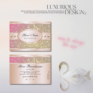 Gold Pink Paars Glitter Stars Diamonds Roos Gold Visitekaartje