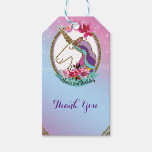 Gold Pink Paars Magical Unicorn Birthday Party Cadeaulabel