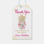 Gold Pink Panananas Floral Hartelijk dank Labels Cadeaulabel (Voorkant)