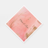 Gold Pink Peach Brown Name Elegant Wedding Servet (Hoek)