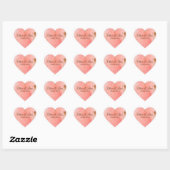 Gold Pink Peach bruin Naam Datum legant bruiloft Hart Sticker (Vel)
