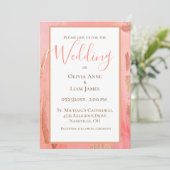 Gold Pink Peach Modern Elegant Script Weddenschap Kaart (Staand voorkant)