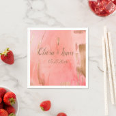 Gold Pink Peach Name Date Elegant Wedding Servet (Insitu)