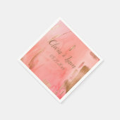 Gold Pink Peach Name Date Elegant Wedding Servet (Hoek)