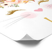 Gold Pink Peony Rabbit face Print Nursery Poster (Hoek)