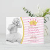Gold Pink Princess Photo Birthday Invitations Kaart (Staand voorkant)