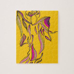 Gold Pink Ribbon Angel Abstracte Art Puzzle Legpuzzel
