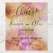 Gold Pink Sky Waterverf | Etiket wijnfles (Enkel label)