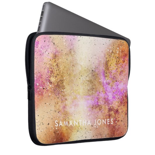 Gold Pink Sky Waterverf Laptop Sleeve (Voorkant Rechts)