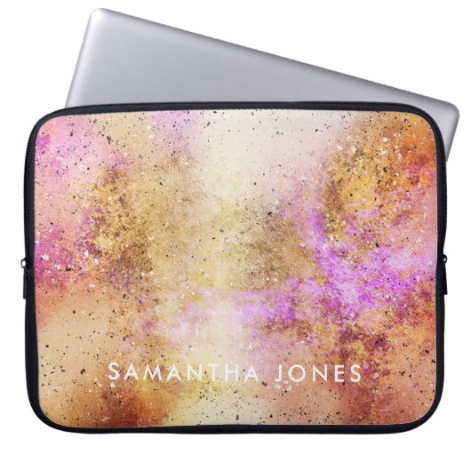 Gold Pink Sky Waterverf Laptop Sleeve (Voorkant)