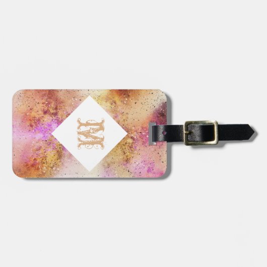 Gold Pink Sky Waterverf op maat Bagagelabel (Voorkant horizontaal)