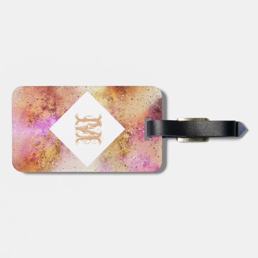 Gold Pink Sky Waterverf op maat Bagagelabel (Achterkant horizontaal)