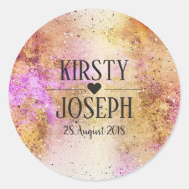 Gold Pink Sky Waterverf Wedding Sticker