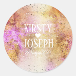 Gold Pink Sky Waterverf Wedding Sticker