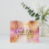 Gold Pink Sky Wedding Hartelijk dank Briefkaart vo (Staand voorkant)