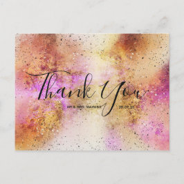 Gold Pink Sky Wedding Hartelijk dank Briefkaart vo