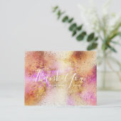 Gold Pink Sky Wedding Hartelijk dank Briefkaart vo (Staand voorkant)