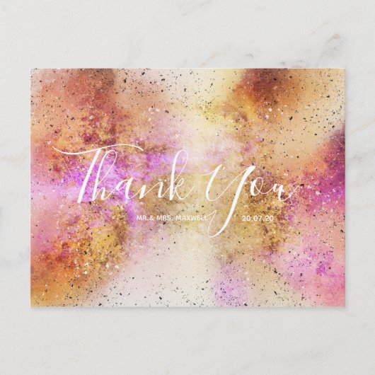 Gold Pink Sky Wedding Hartelijk dank Briefkaart vo (Voorkant)